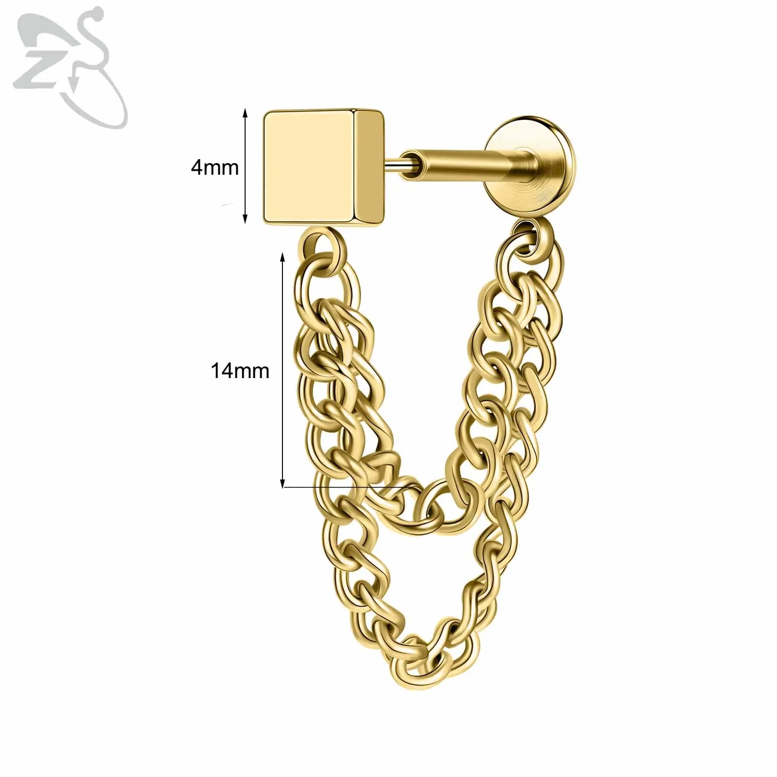 ZS 1PC 16G/18G Stainless Steel Ear Studs O-Shaped Stud Earrings Plug In Gold Color Cartilage Earring Heart Ear Piercings Jewelry