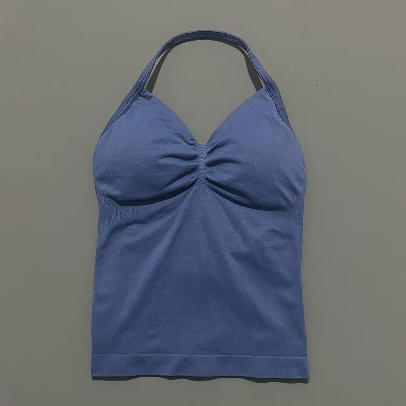 HISTELLO Impact Sports Bra - Longline Strappy Yoga Tank Top