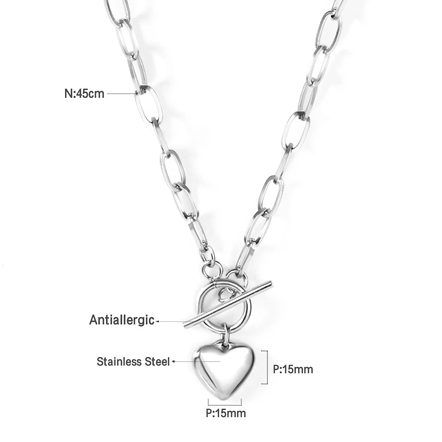 ASONSTEEL Romantic Heart Pendant Necklace For Women High Quality Golden Stainless Steel Metal Stylish Choker Valentine's Gift