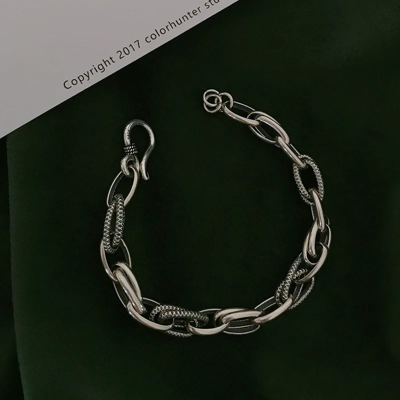 925 Sterling Silver Bracelet Geometric Cube Circle Punk Asymmetric Beaded For Woman Girl Fashion Jewelry Gift Dropship Wholesale
