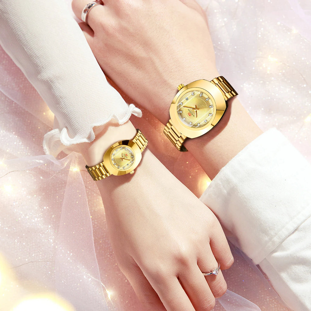 2024 New Women Oval Watch 34mm Stainless Steel Quartz Movement Brand Luxury Water Diamond Gold Black Casual Dress Banquet Watch