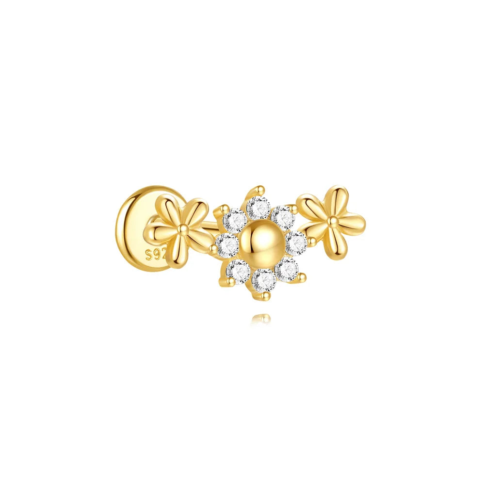 Aide 925 Sterling Silver 1piece Silver Color Thread Labret Upper Stud Earrings Cartilage Tragus Helix Piercing Studs Jewelry