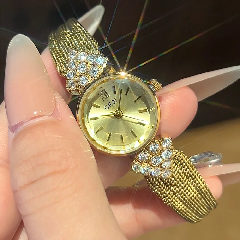 GEDI Luxury Retro High-End Ladies Watches Niche Vintage Quartz Woman Wristwatch Diamond Fashion Casual Watches for Woman