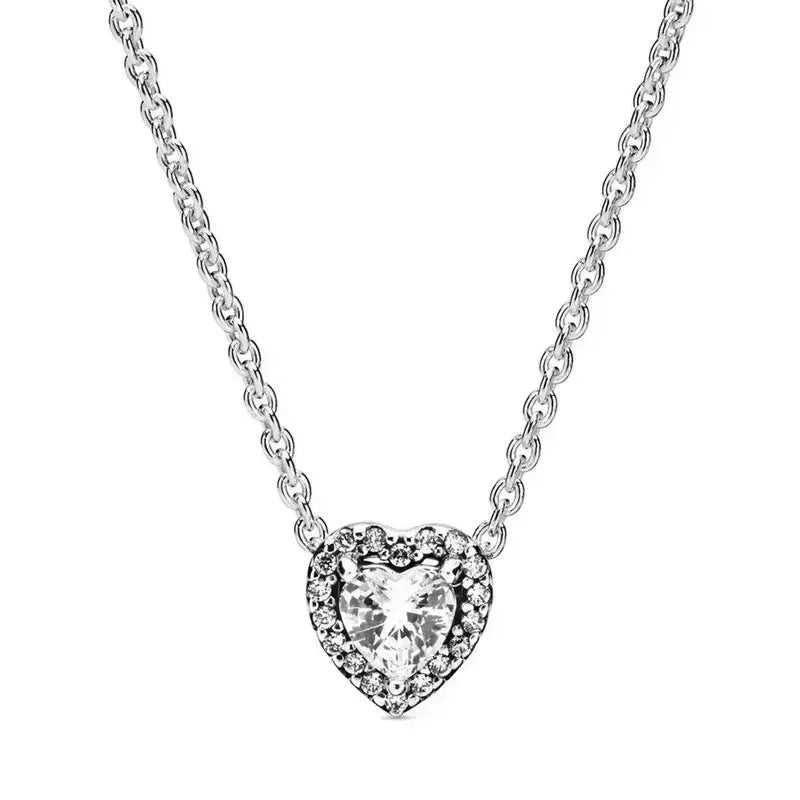 Christmas Birthday Surprise Gifts 925 Sterling Silver Exquisite Shiny Round Heart-shaped Necklace Classic Charm Women's Jewelry