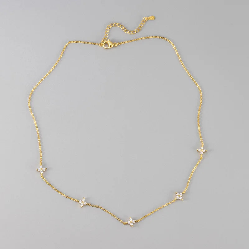 18K Gold Four Leaf Clover Jewelry Set - Necklace Bracelet Earrings Women