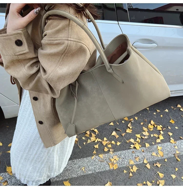 Faux Suede Solid Color High Quality Fashionable Versatile Handbag 2025 Women's Product Hot Selling  Large Capacity Shoulder Bag