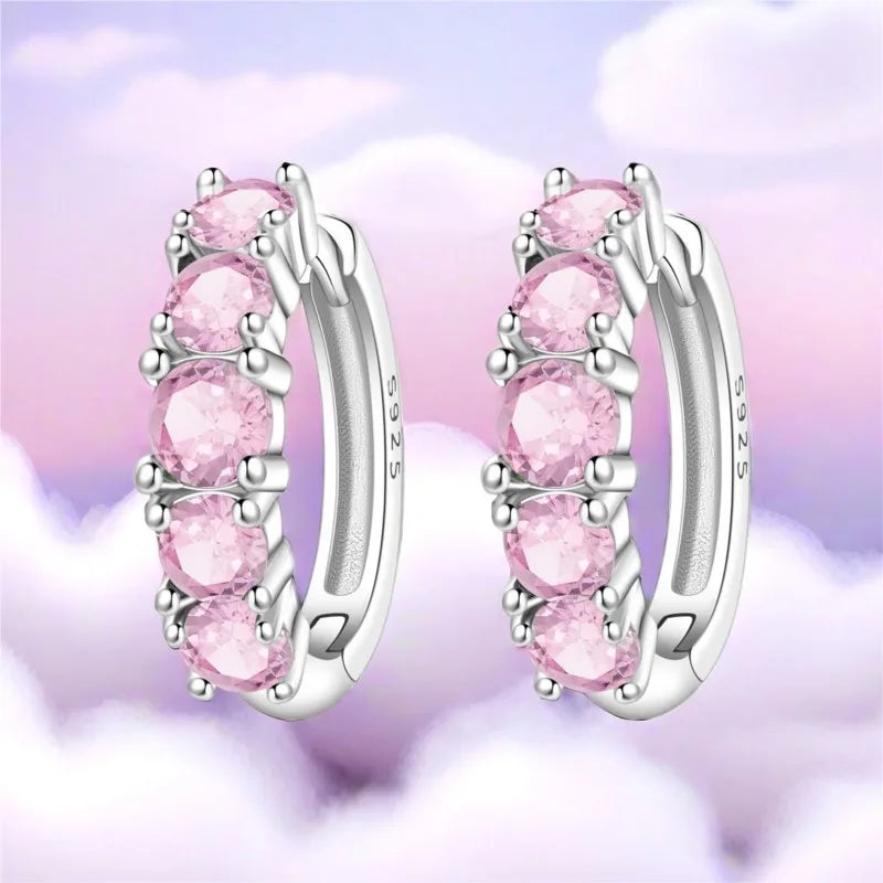 MISEFF Original 925 Sterling Silver Earrings 2025 Hoop Earring Crystal Earings For Women Simple Round Zircon Earing Jewelry