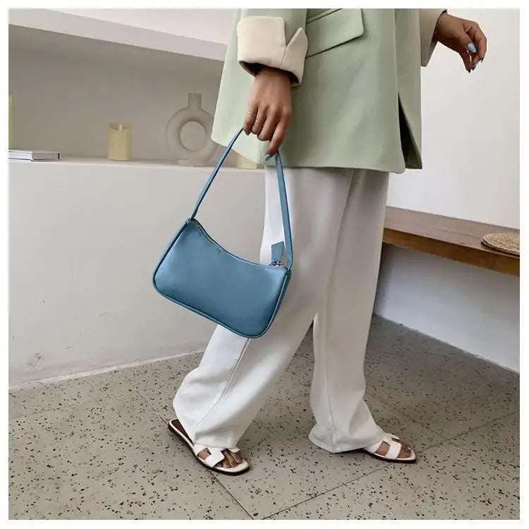 Handle Bag Women Retro Handbag PU Leather Shoulder Totes Underarm Vintage Top Handle Bag Female Small Subaxillary Bags Clutch