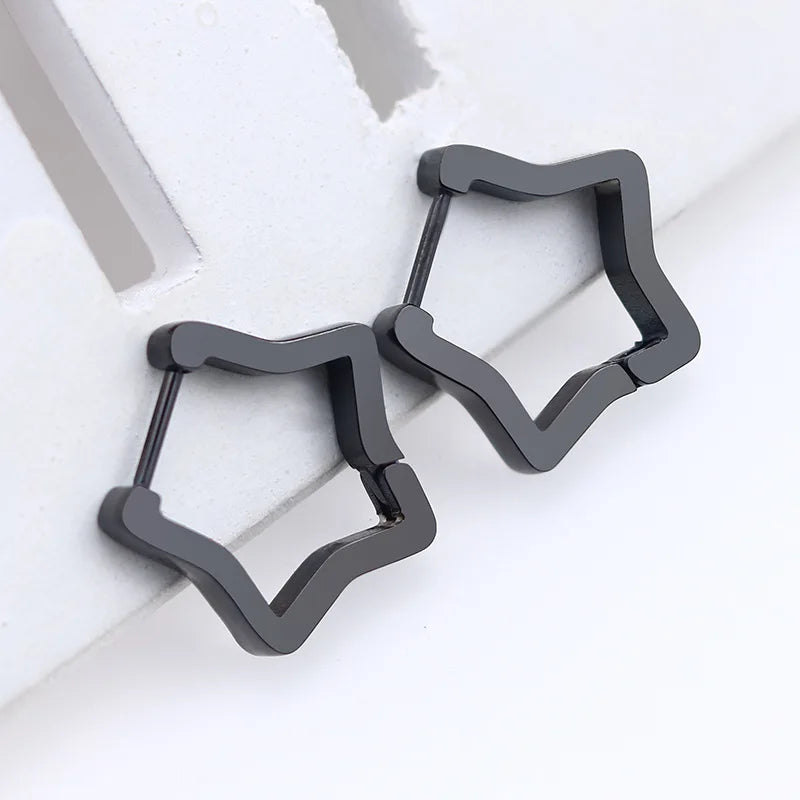 1 Pair High Polished Stainless Steel Hoop Earrings For Women/Men Geometric Allotype Ear Buckles Hip Hop Party Creative Jewelry