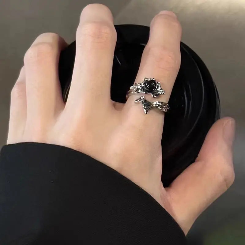 Gothic Cross Ring Heart-Shaped Ring Women's Special Fun Light Luxury French Medieval Men's Adjustable Rings In Multiple Colors
