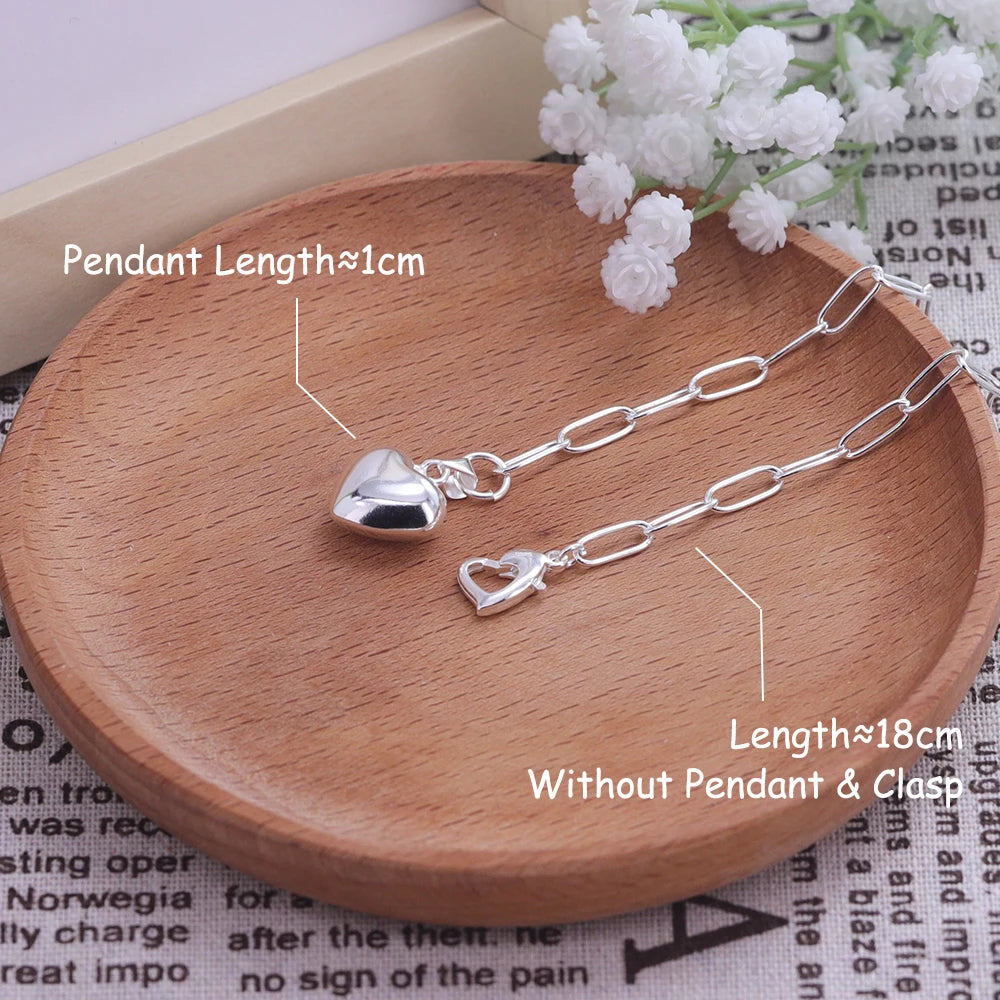New 925 Silver Geometric Bead Punk Peace of Mind Words Irregular String Bracelet For Woman Girl Fashion Jewelry Gift Dropship