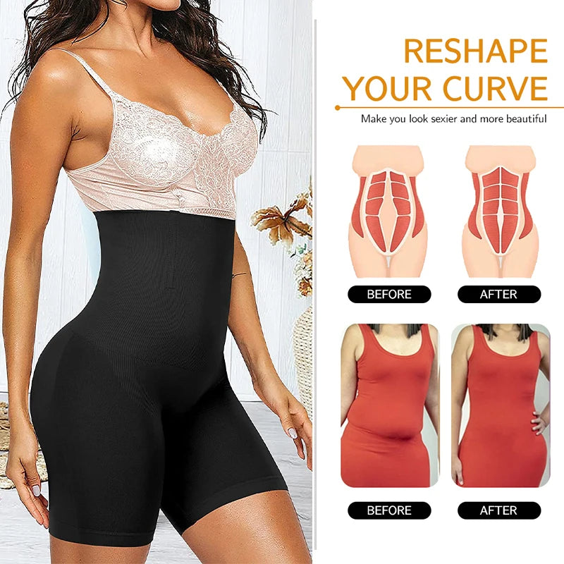High Waisted Body Shaper Shorts - Tummy Control Butt Lifter
