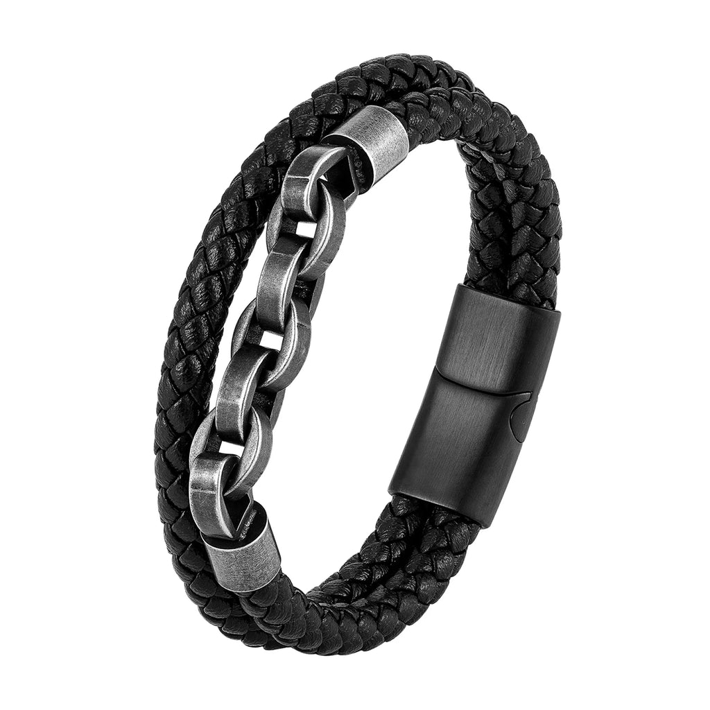 Leather Bracelet Infinity Shape Special Popular Pattern Men's Bracelet for Men Stainless Steel Jewelry Accessories Gift