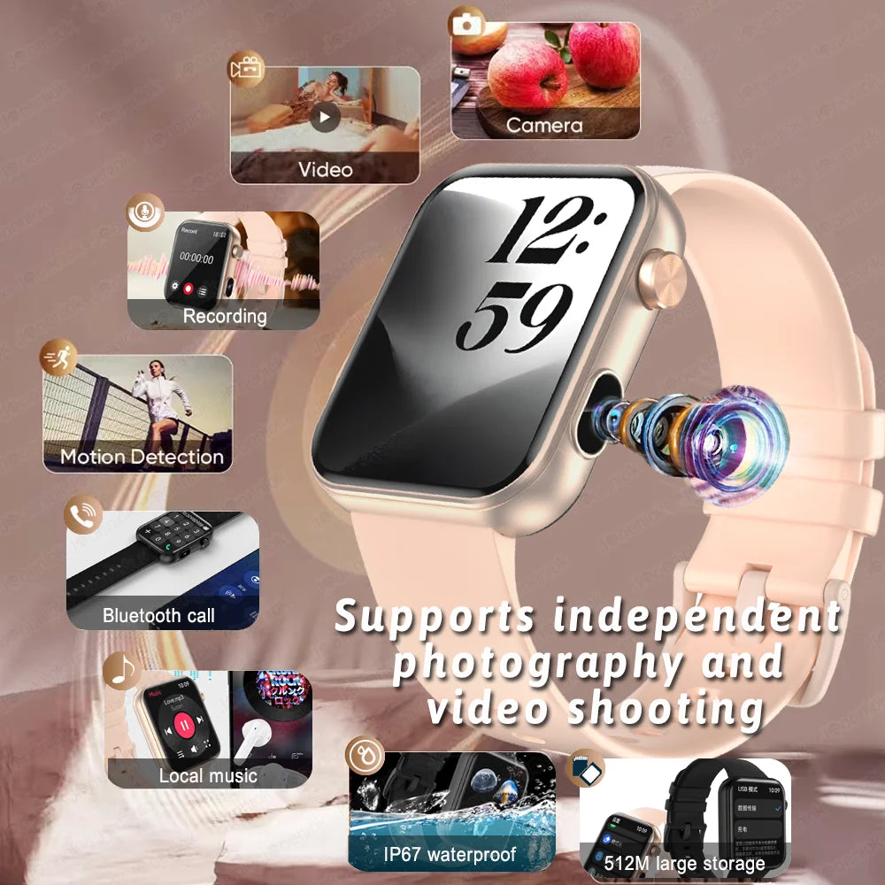 2025 Smart Watch Camera - Health Monitor Fitness Waterproof Bluetooth