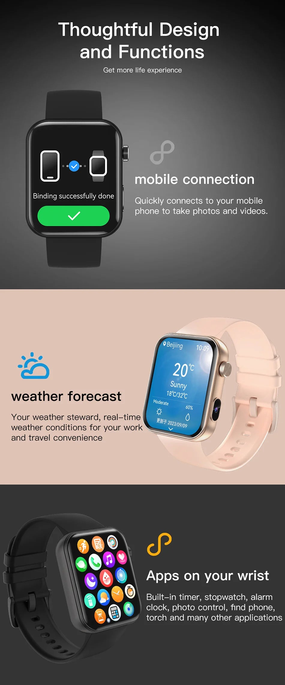 2025 Smart Watch Camera - Health Monitor Fitness Waterproof Bluetooth
