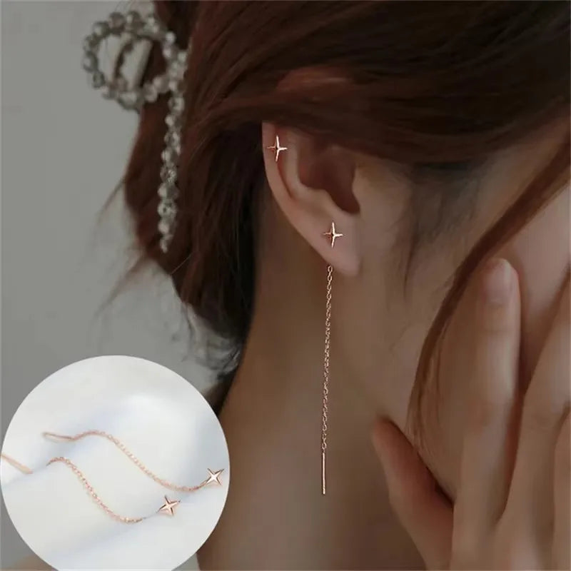 French Luxury Sweet Romantic Long Zircon Tassel Twisted Earrings for Women Temperament Wedding  Banquet Jewelry Gift
