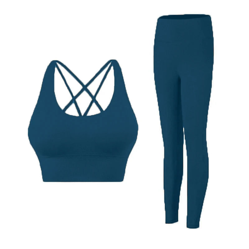 2 Piece Yoga Clothes - Athletic Tracksuit Sports Bra & Leggings