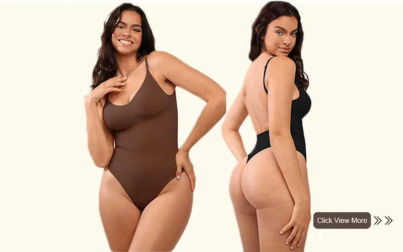 GUUDIA Ribbed Tummy Jumpsuit - Daily Shaper Bodysuit Open Crotch