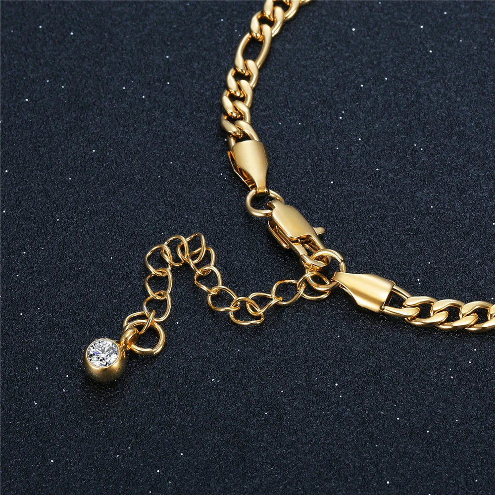Anklets For Woman Gold Color Stainless Steel Figaro Link Ankle Bracelets Summer 2025 Womens Fashion Leg Chain Beach Foot Jewelry