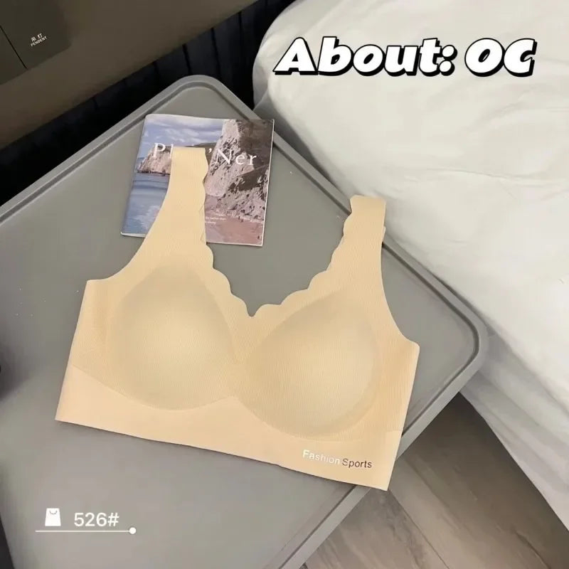 A /B / C Fixed Cup Seamless   Oversized Bra Thin Push Up  Women Underwear