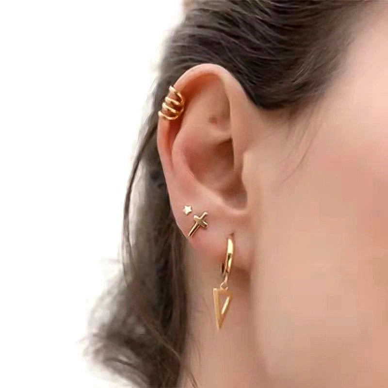 925 Sterling Silver Needle Punk Spike Rivet Hoop Earrings For Women Huggie Earrings Ear Cuff Piercing Earring Gothic Jewelry
