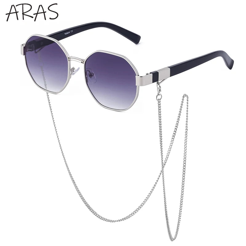 Polygon Sunglasses with Chain 2025 - Luxury Octagon Unique Trends Women