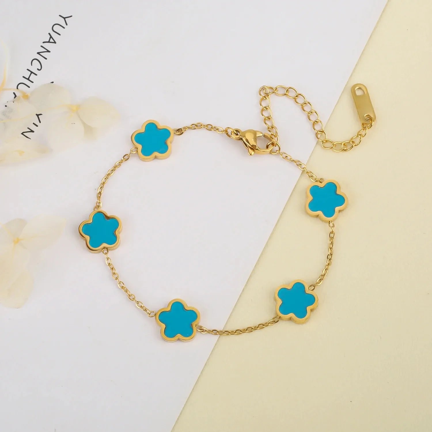 Hot Sale Stainless Steel Plum Blossom Gold Plated Bracelet High Quality Five Leaf Flower Jewelry Simple For Woman Gift Clover