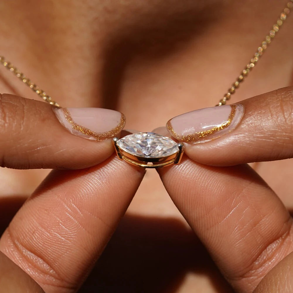 1/2carat Marquise Cut Solitaire Moissanite Diamond Pendant Necklace Gra Certified 925 Silver Plated 18k Gold Neckchain Woman
