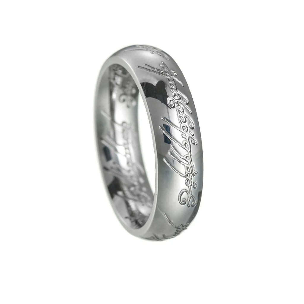 Lord of the Rings Titanium Steel Ring - 18K Gold Plated 6mm Men's Band