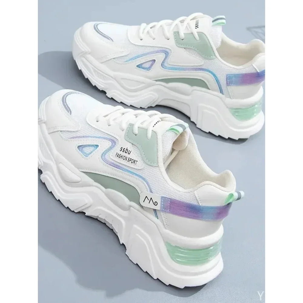 2023 Sneakers Women Platform Flat Shoes Woman Shoes Green Casual Trainers Ladies Chunky Sneakers Women Shoes