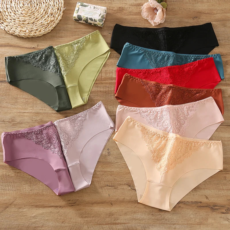 BZEL 10PCS/Set Women's Panties Exquisite Sweet Lace Underwear Sexy Lingerie Silk Satin Briefs Woman Comfort Breathable Underpant