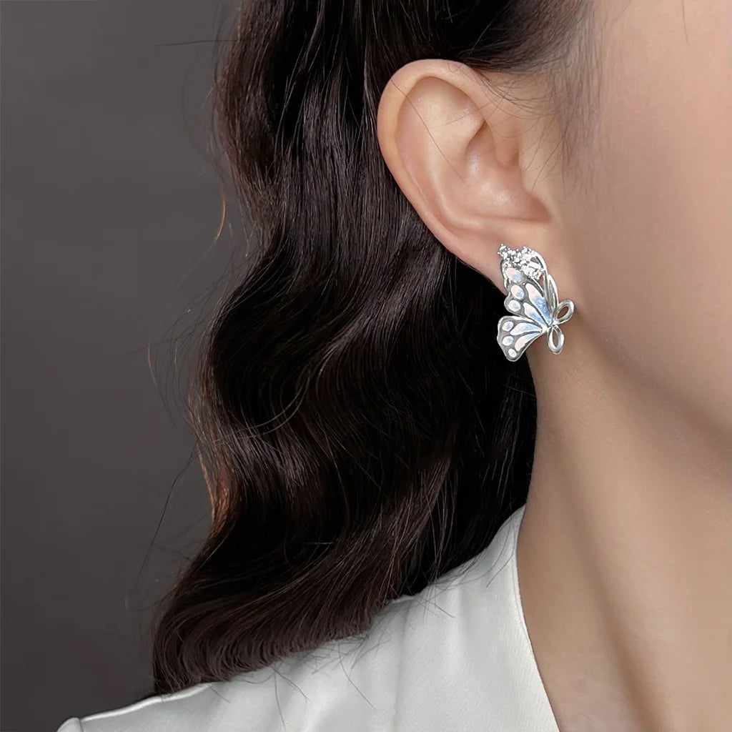 butterfly New Fashion Earrings Micro inlaid zircon Women's earrings colored metal Earrings for women versatile sexsy girls