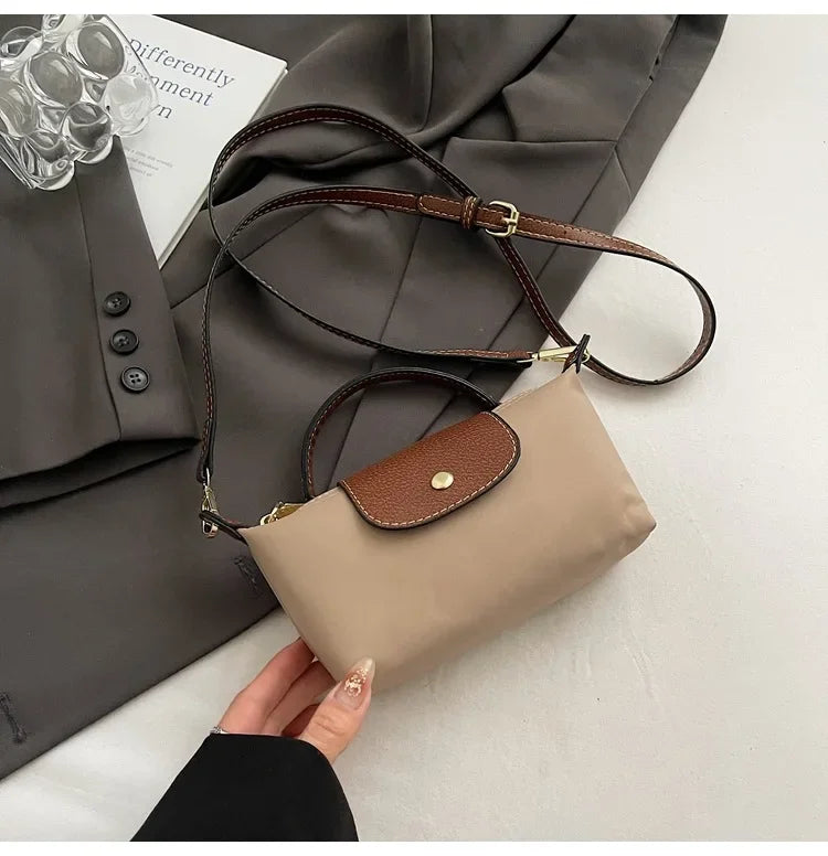 Retro Fashion Nylon Dumpling Bag Women's Crossbody Handbag Soft Polyester Lining Zipper Closure Shoulder Bag Handbag
