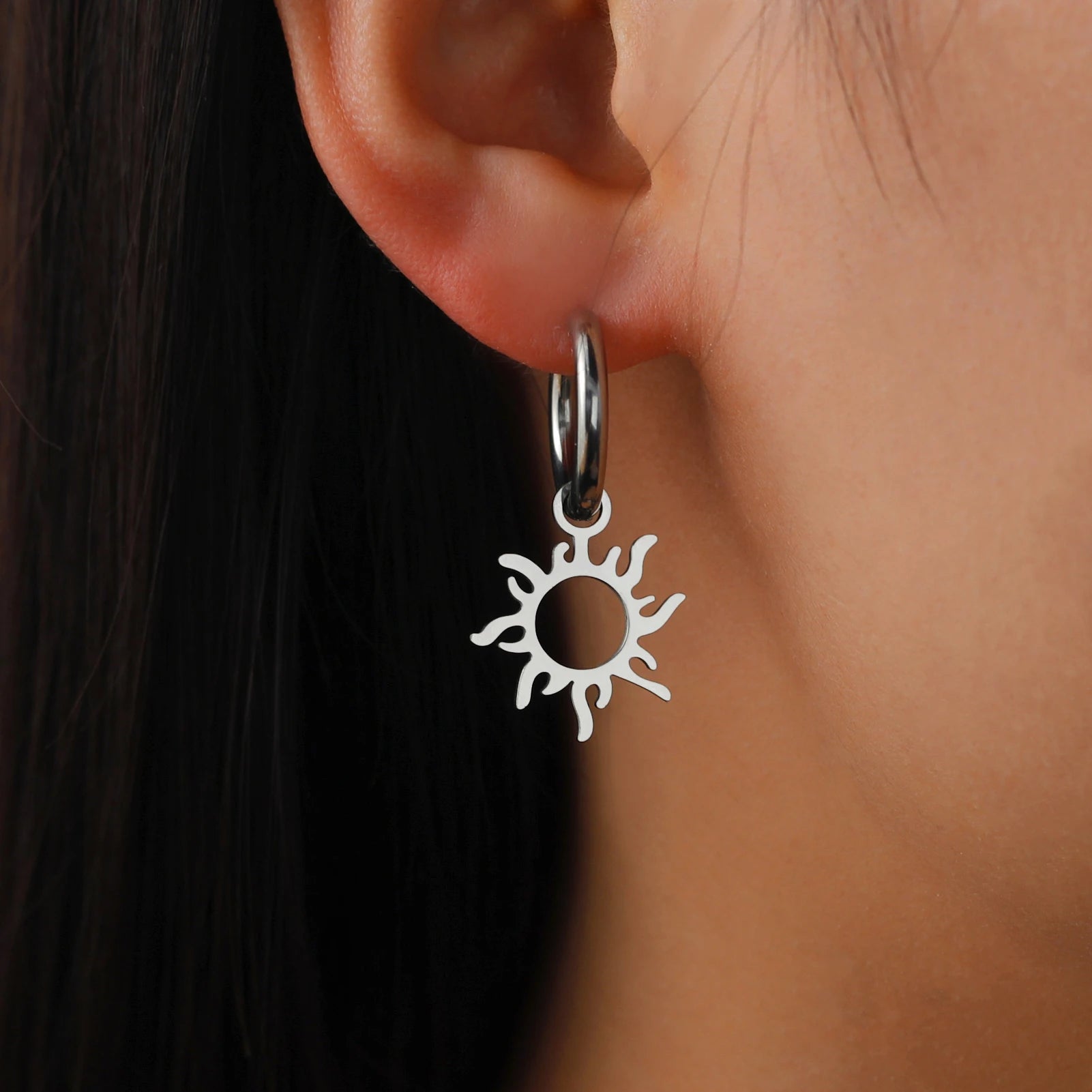 Lucktune Flower Clover Heart Drop Earrings Women Stainless Steel Star Sun Geometry Earrings 2025 New Fashion Kpop Jewelry Gift