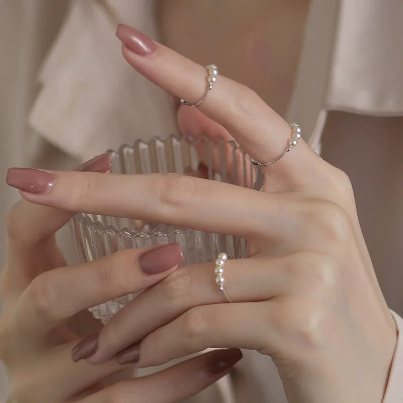 VENTFILLE 925 Sterling Silver Open Pearl Smile Stackable Finger Ring Simple Fashion Cute Adjustable For Female Jewelry Wholesale