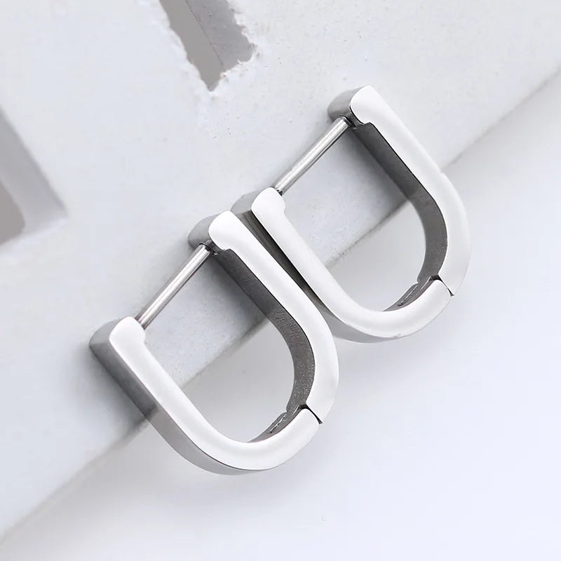 1 Pair High Polished Stainless Steel Hoop Earrings For Women/Men Geometric Allotype Ear Buckles Hip Hop Party Creative Jewelry
