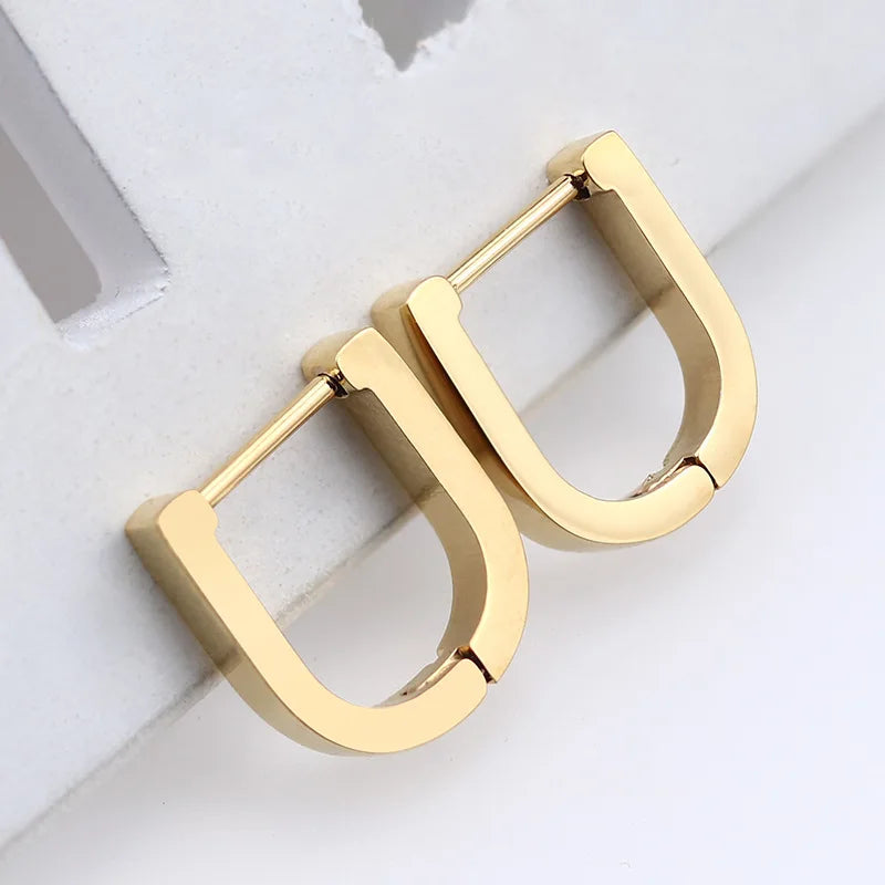1 Pair High Polished Stainless Steel Hoop Earrings For Women/Men Geometric Allotype Ear Buckles Hip Hop Party Creative Jewelry