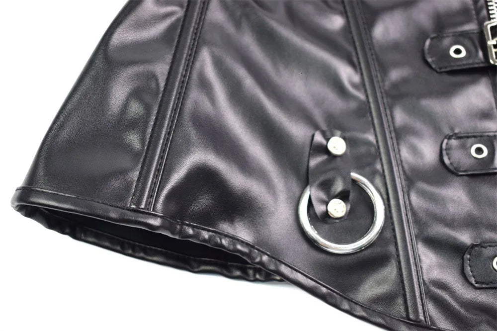 Faux Leather Harness Corset - Overbust Steampunk Waist Trainer