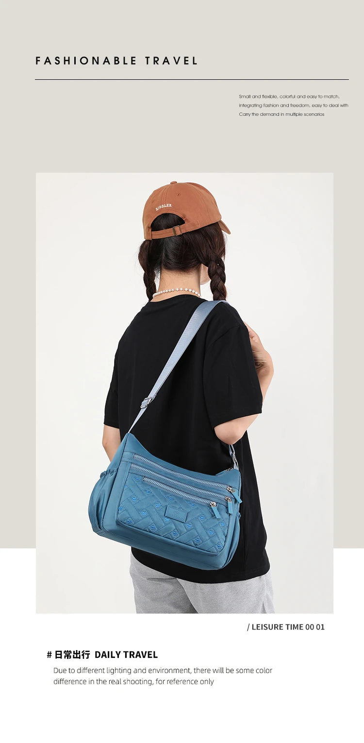High capacity Shoulder Crossbody Bag for Women Purse Waterproof Nylon Handbag Suitable for mothers, shopping, vacation use
