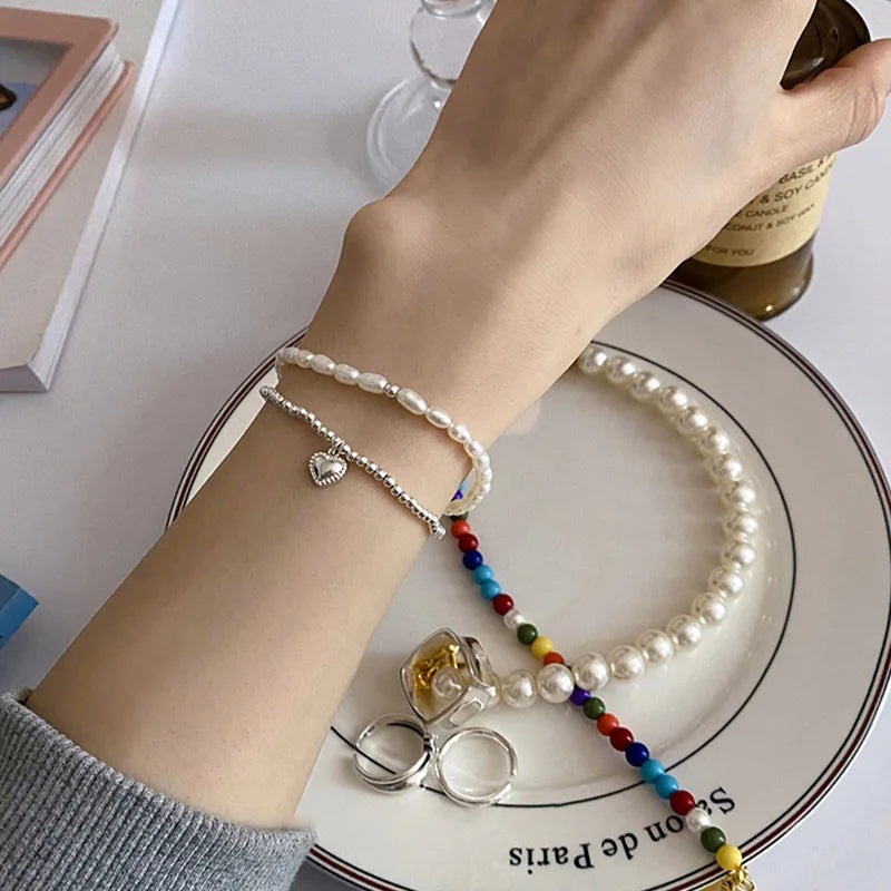 VENTFILLE 925 Sterling Silver Double Layer Pearl Bracelet for Women Girl Design Bead Korean Jewelry Dropshipping