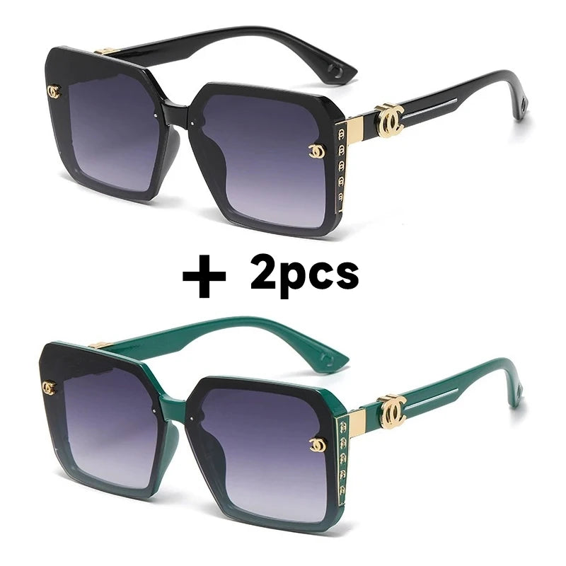 Fashion Oversized Square Vintage Sunglasses - Brand Designer UV400