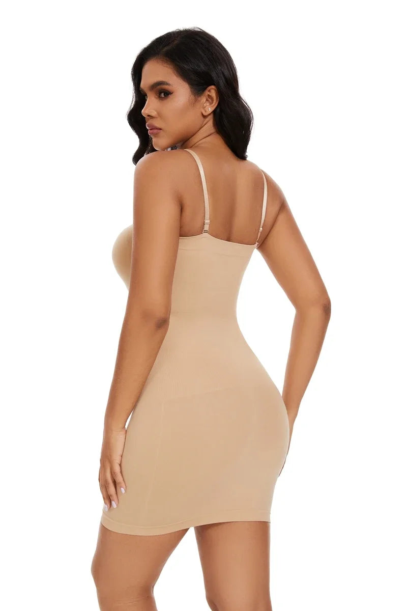 Full Slip Shapewear - Off Shoulder Strapless Body Shaper Dress