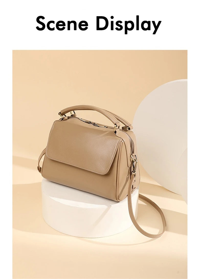 Toptrends 100% Genuine Leather Boston Shoulder Crossbody Bags For Women 2025 Luxury Designer Pillow Tote Satchel Ladies Handbags