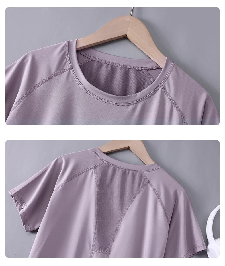 DRUR Yoga Tops - Quick Dry Short Sleeve Workout T-Shirt