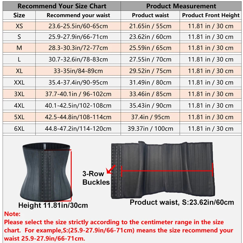 25 Bones Corset Waist Trainer - Latex Body Shapewear Belt
