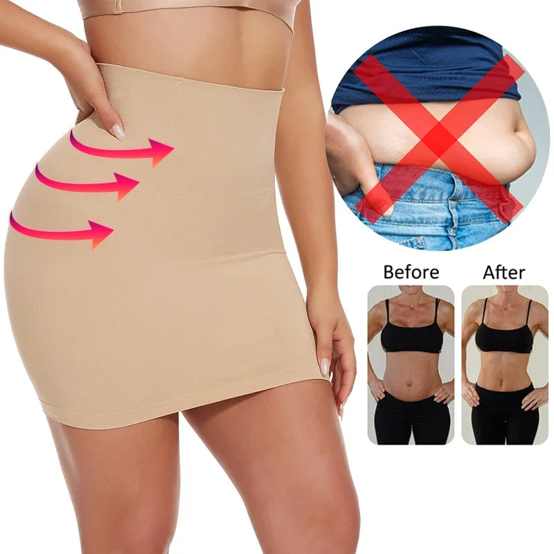 Half Slip Shapewear for Women Under Dresses Built-in Panties High Waist Tummy Control Slips Skirts Butt Lifter Body Shaper Dress