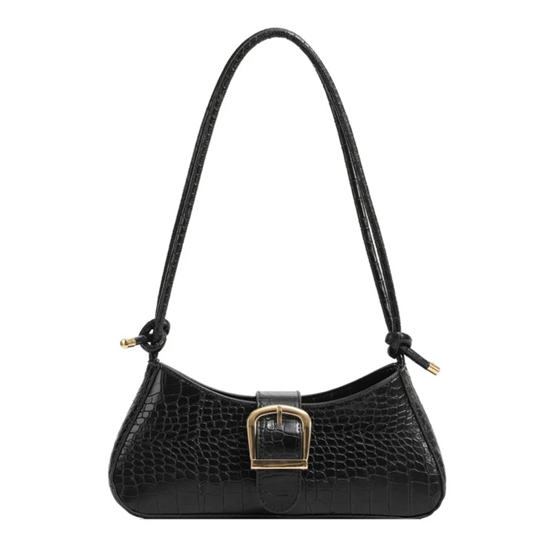 French Simple Solid Color PU Leather Shoulder Bag Fashion Versatile Handbag Underarm Bag For Women Hand Shoulder Bag