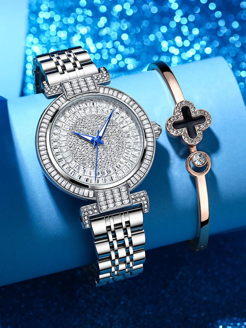 ROMITIME Luxury Diamond Dial Watch - Elegant Waterproof Stainless Steel