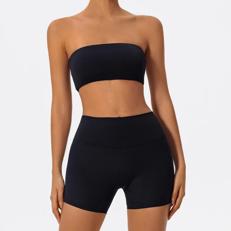 Ctenkevet Two Piece Fitness Sports Set Women Workout Yoga Outfit Strapless Bra Woman 2Ps Gym Crop Top Deportivos Mujer Gym Suits