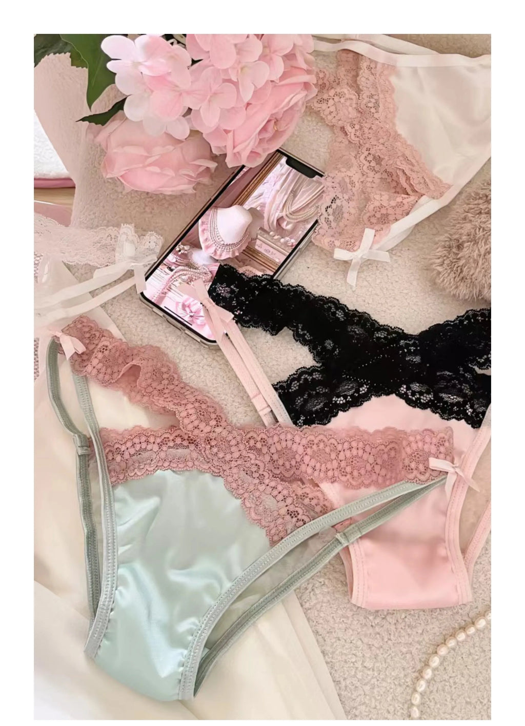 Cross Belt Lace Transparent Sexy Women's Underpants Low Waist Mesh Hollowed Bow Panties Cotton Crotch Breathable Briefs Lingerie